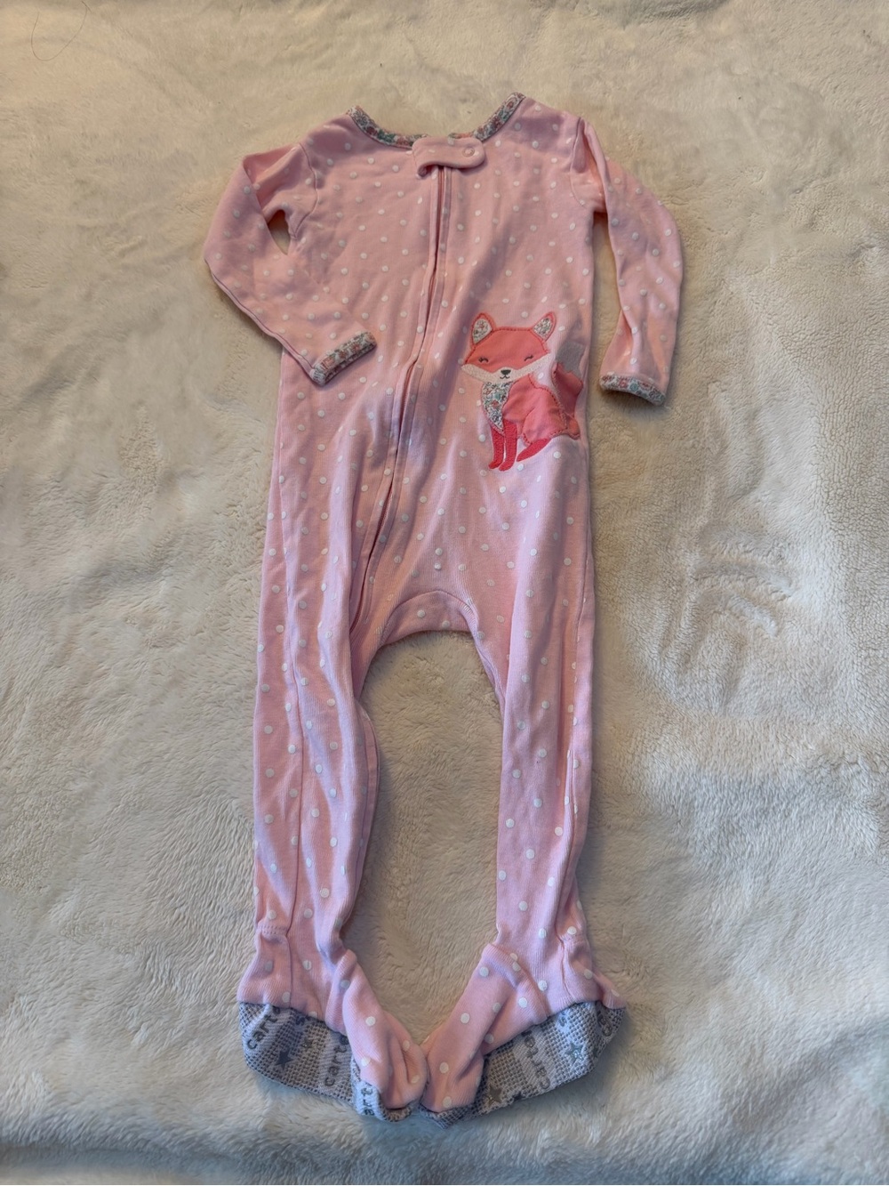 Carter’s Pink Fox Polka-Dot One-Piece Pajamas for Kids